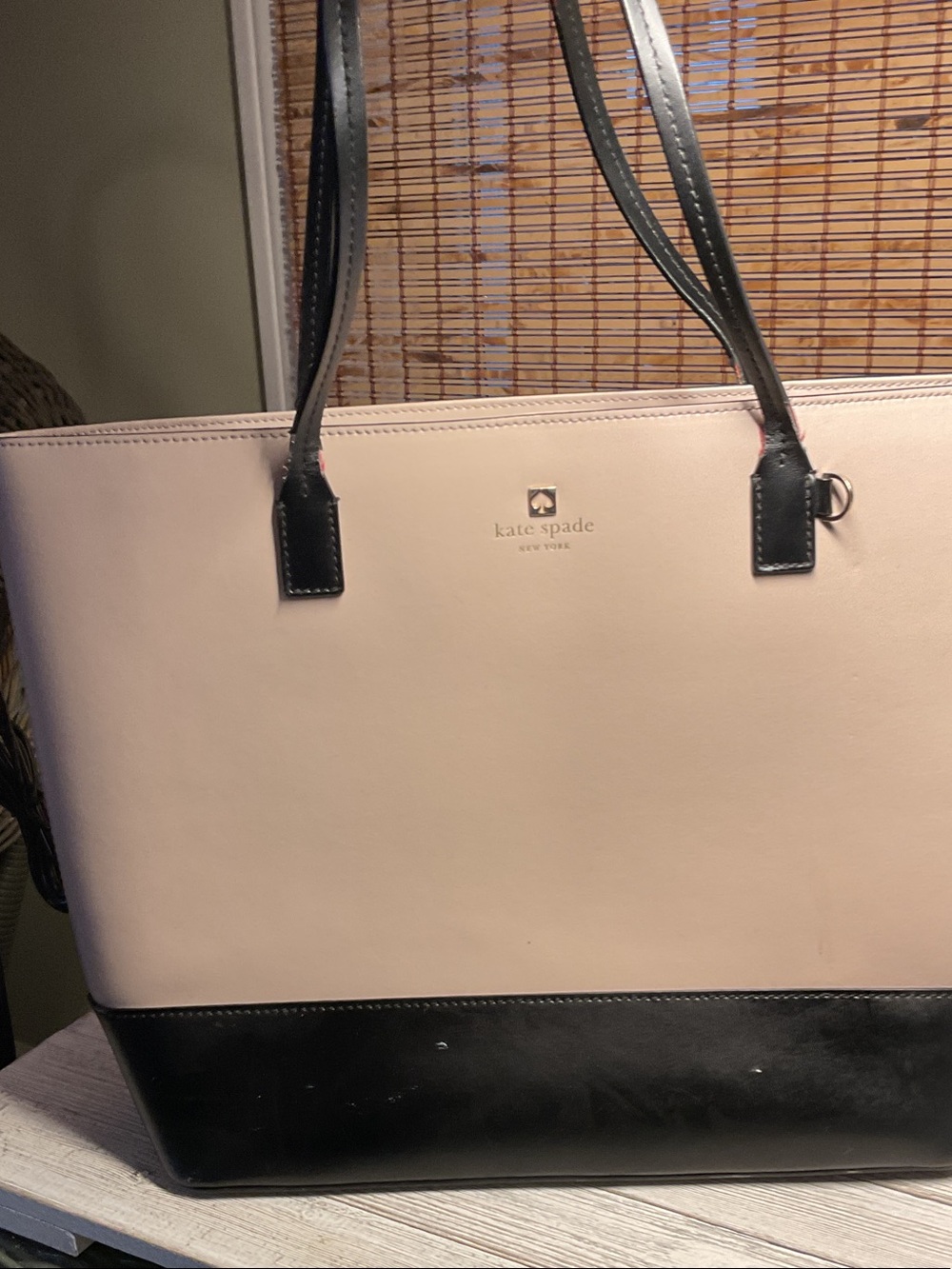 kate spade Two-Tone Blush and Black Leather Tote